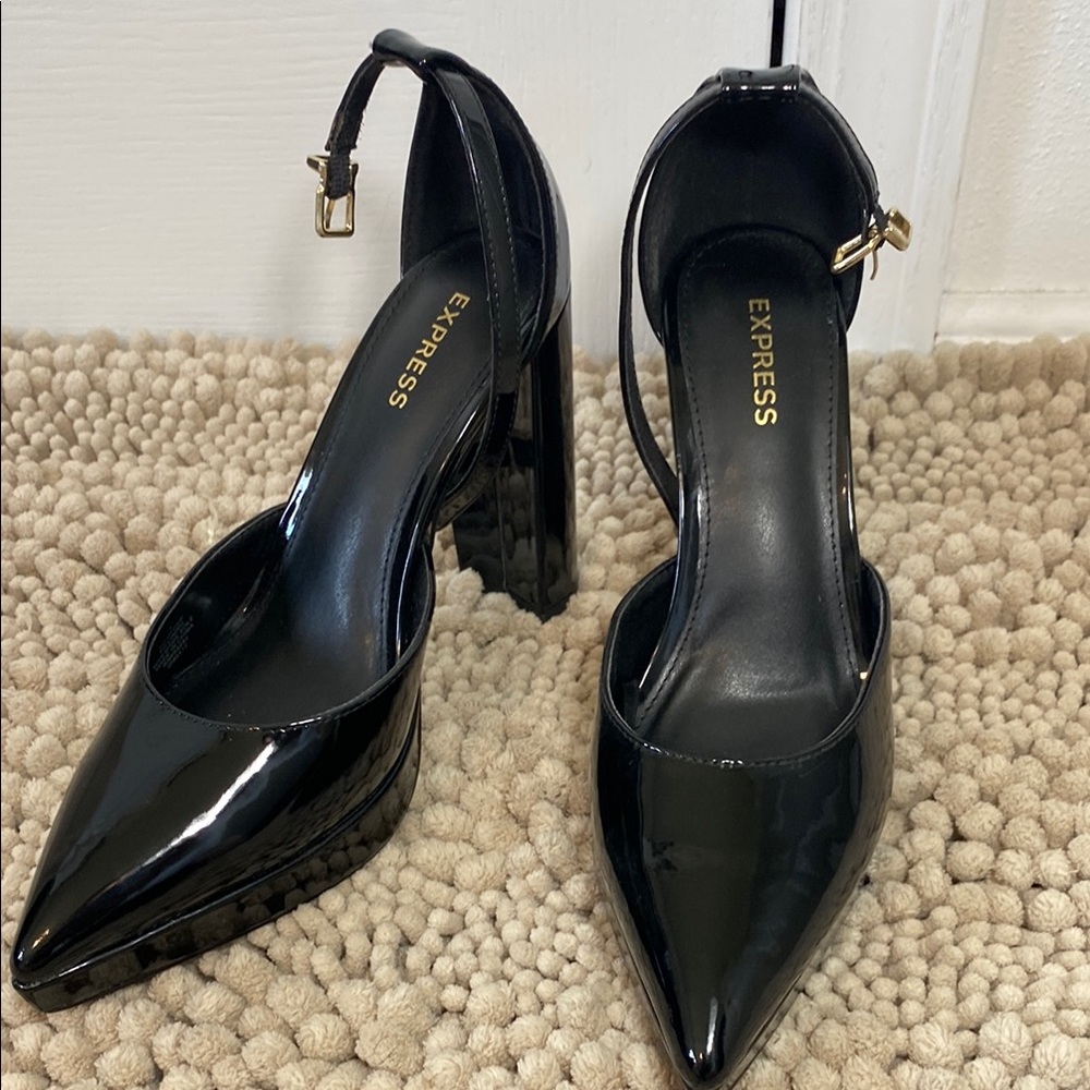 Express Black Patent Leather Women's Heels